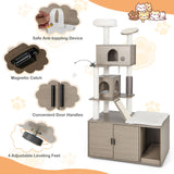 Cat Tree with Litter Box Enclosure - Tangkula