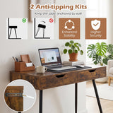 Tangkula Modern Writing Study Desk with 2 Storage Drawers