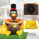 Tangkula 5 FT Thanksgiving Inflatable Turkey with Pumpkin, Blow up Decoration with LED Lights
