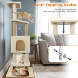 Tangkula 64 Inch Tall Cat Tree Multi-Level Cat Tower with 2 Large Condos