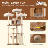 Tangkula 68 Inch Modern Wood Cat Tower with Sisal Scratching Posts