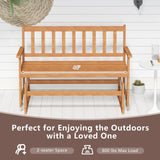 Tangkula 2-Person Outdoor Acacia Wood Glider Bench