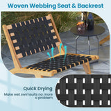 Tangkula Teak Wooden Chair, Mid Century Modern Accent Chair with Woven Webbing Seat & Backrest