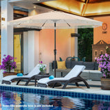 Tangkula 9Ft Patio Umbrella with Fringe, Boho Umbrella with Tassels, Crank Handle, Push Button Tilt