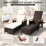Tangkula Wicker Patio Chaise Lounge | 7-Level Adjustable Backrest (1/2)