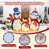 Tangkula 3-Piece Christmas Lighted Penguin Family Set Decoration