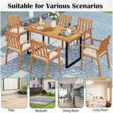 Tangkula Wooden Patio Chair Outdoor Dining Armchairs w/Soft Cushion & Breathable Backrest