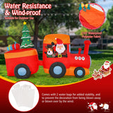 Tangkula 8.6 FT Lighted Christmas Inflatable Santa Claus on Train with Deer & Christmas Tree