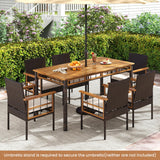 Tangkula Acacia Wood Wicker Patio Dining Chairs Set of 2/4