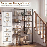 Tangkula 71” Tall Bookshelf 12 Storage Shelves Heavy-Duty Metal Frame Modern Freestanding Plant Display Rack