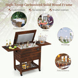 Tangkula Rolling Wooden Patio Cooler Cart(54 Quart)