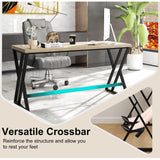 Tangkula 59" Computer Desk with Heavy-Duty Metal Frame & Crossbar
