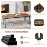 Tangkula 79” Rectangular Outdoor Dining Table with Acacia Wood Top & Umbrella Hole