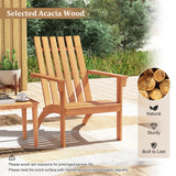 Tangkula Acacia Wood Patio Adirondack Chair with Inclined Seat and High Backrest for Porch