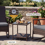 Tangkula 3 Pieces Rocking Wicker Bistro Set