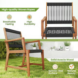 Tangkula Acacia Wood Patio Dining Chairs Set