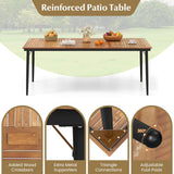 Tangkula Outdoor Dining Table for 8, 79 Inch Acacia Wood Patio Table with 1.9” Umbrella Hole