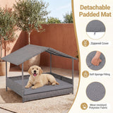 Tangkula Wicker Dog House | Indoor & Outdoor Raised Rattan Bed w/Removable Cushion
