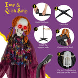 Tangkula 6 FT Halloween Animatronic Skeleton Girl with Book
