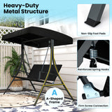 Tangkula 3-Person Wicker Porch Swing Outdoor Swing with Rattan Seat & Back