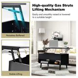Tangkula Lift Top Coffee Table, Modern Cocktail Table with Hidden Compartment & 2 Open Shelves