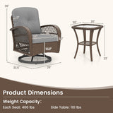 Tangkula 3 Piece Patio Swivel Rocker Set with Tempered Glass Side Table