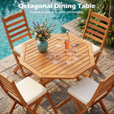 Tangkula 37.5" Acacia Wood Octagonal Folding Patio Table with Slatted Tabletop (1/2)