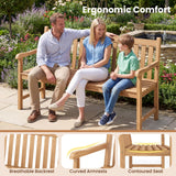 Tangkula 62" Teak Wood Outdoor Bench 3-Seat Solid Wood Garden Patio Bench