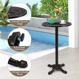 Tangkula 24" Outdoor Round Bar Table Cast Aluminum Heavy Duty Patio High Table with Stable Cross-Shaped Base