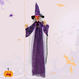 Tangkula 6FT Halloween Animatronic Witch, Hanging Halloween Decoration with Pre-Recorded Phrases