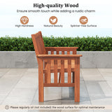 Tangkula Outdoor Wood Garden Bench 2-Person Patio Park Bench with Backrest Armrests and Slatted Seat