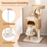 Tangkula Modern Cat Tree, 41 Inch Multi-Level Cat Tower with Cattail Fluff Condo & Top Perch