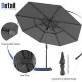 Tangkula 10 FT Solar LED Patio Umbrella 3-Tier Vented Outdoor Market Table Umbrella