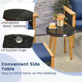 Tangkula 5 Piece Patio Furniture Set, Patiojoy Wicker Chair Set with Coffee Table & 2 Ottomans (Navy)
