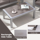 Tangkula 4 Pieces Aluminum Patio Furniture Set, Modern Outdoor Sectional Sofa Set (Gray)