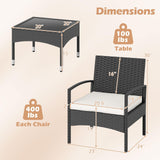 Tangkula 3-Piece Patio Furniture Set with Soft Cushions