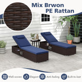 Tangkula Patio Chaise Lounge, Outdoor PE Rattan Lounge Chair w/ 6-Level Backrest