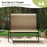 Tangkula Outdoor Adirondack Bench Chair with High Back and Armrests