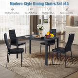 Tangkula 5 PCS Dining Table Set Modern Tempered Glass Top and PVC Leather Chair