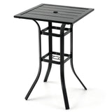 Tangkula 25" Outdoor Square Bar Table with 1.57" Umbrella Hole
