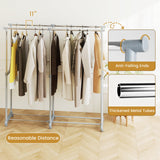 Tangkula Double Rod Clothes Rack Heavy-Duty Metal Garment Rack