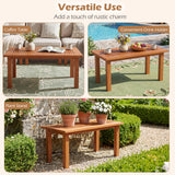 Tangkula 35.5 Inch Modern Rectangular Outdoor Coffee Table with Slatted Top