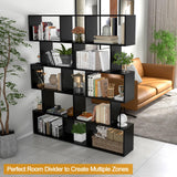 Tangkula 5-Tier Geometric Bookshelf S Shaped Bookcase w/Anti-Toppling Device