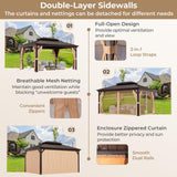 Tangkula 12x16 Ft Hardtop Gazebo, Double-Roof Patio Gazebo with Galvanized Steel Roof, Permanent Pavilion Gazebo
