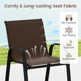 Tangkula 3 Piece Outdoor Bar Set Patio Bar Height Table & Armchairs with Footrest