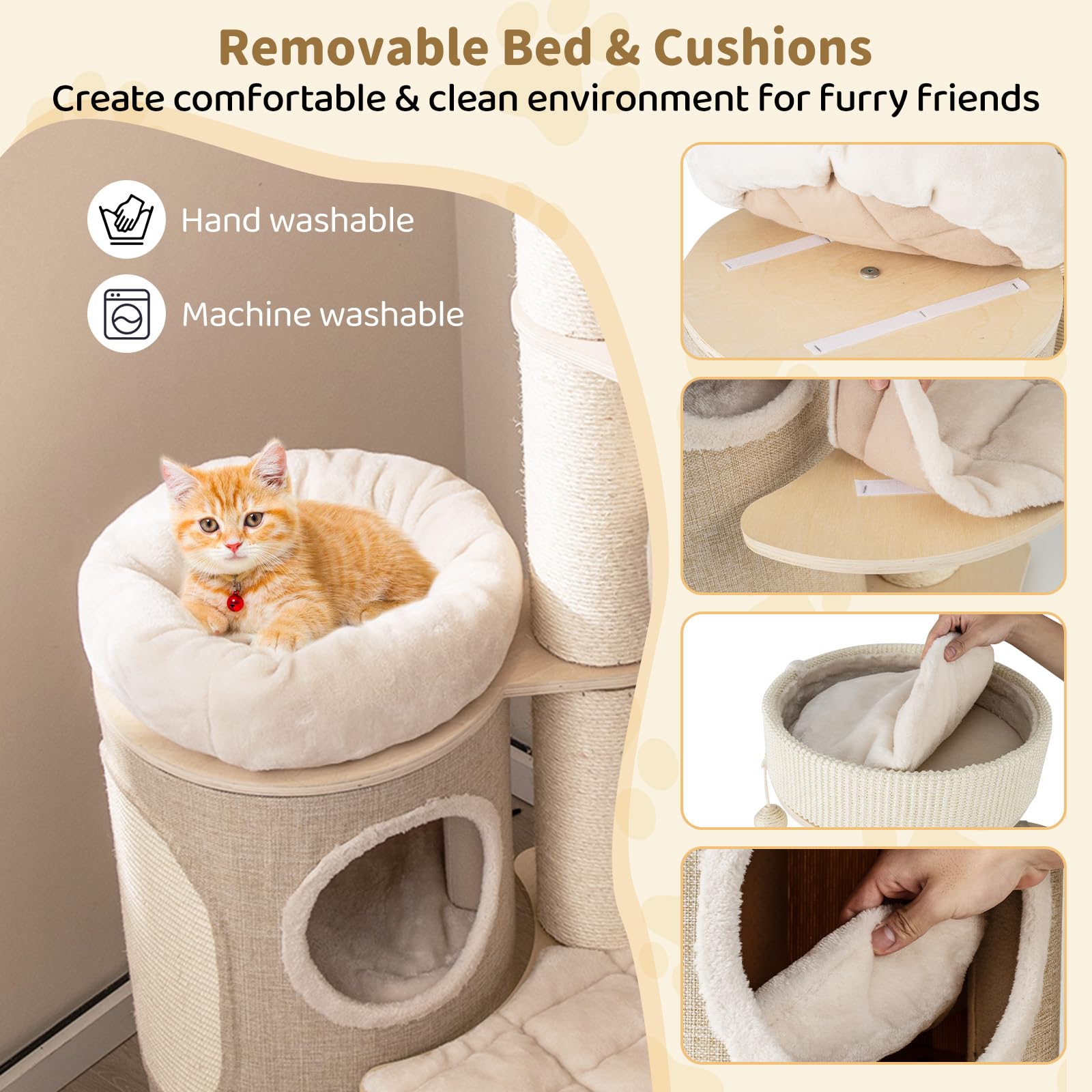 thumbnail image 2 of Tangkula Tall Cat Tree, 69 Inch Multi-Level Cat Tower With 2 of 13