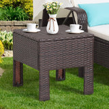 Tangkula Outdoor Chaise Lounge Chair and Table Set with Folding Canopy and Armrests