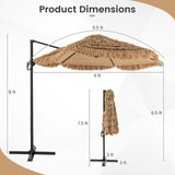 Tangkula 9.5 FT Cantilever Hula Tiki Thatch Patio Umbrella