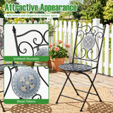 Tangkula Set of 2 Mosaic Foldable Outdoor Patio Chairs w/ Elegant Backrest