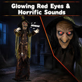 Tangkula 6.2 FT Animated Halloween Standing Talking Witch with Glowing Eyes